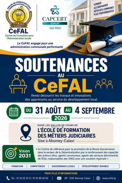 SOUTENANCE DE FIN DE FORMATION AU CeFAL